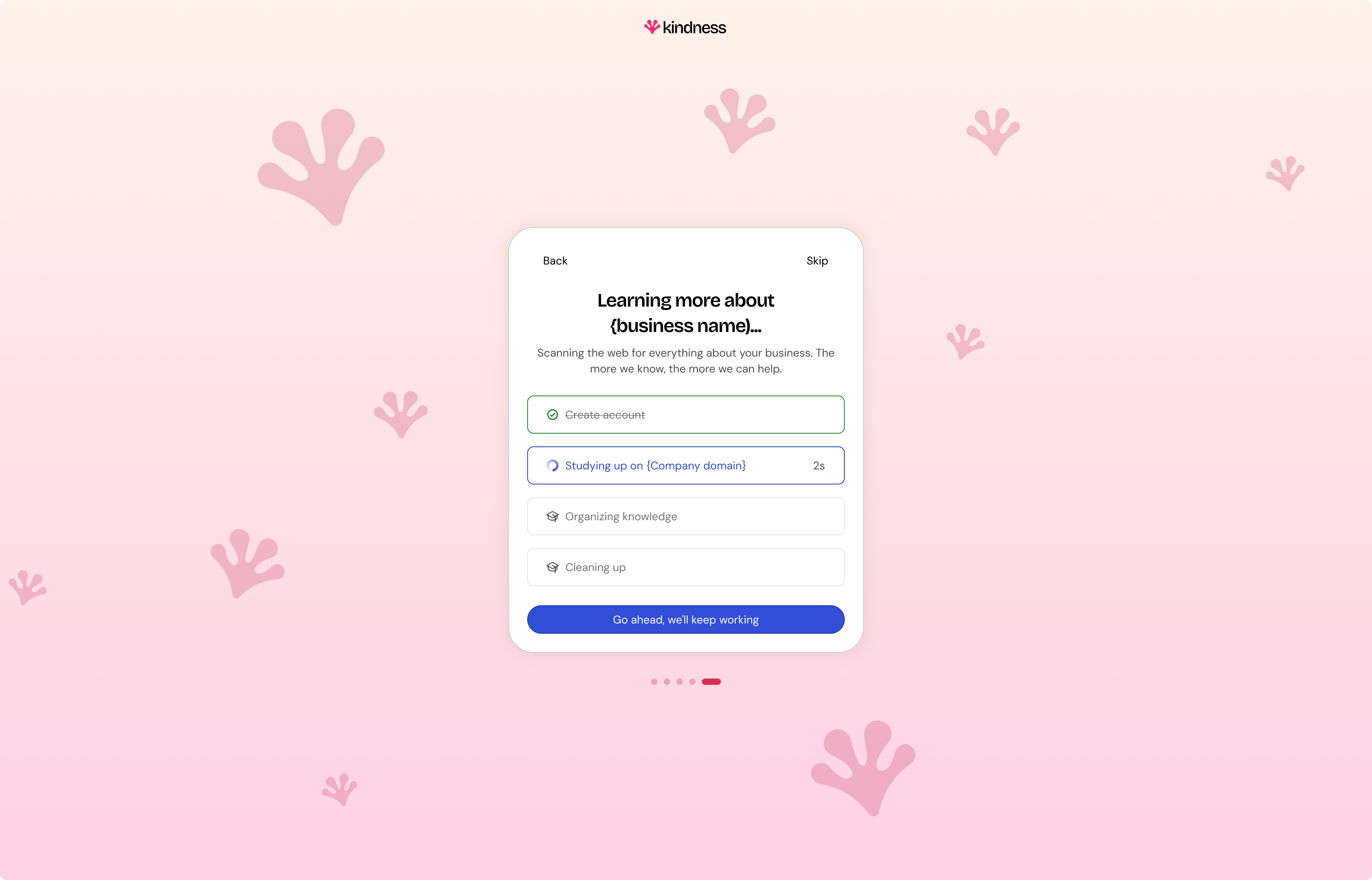 Onboarding confirming the business domain